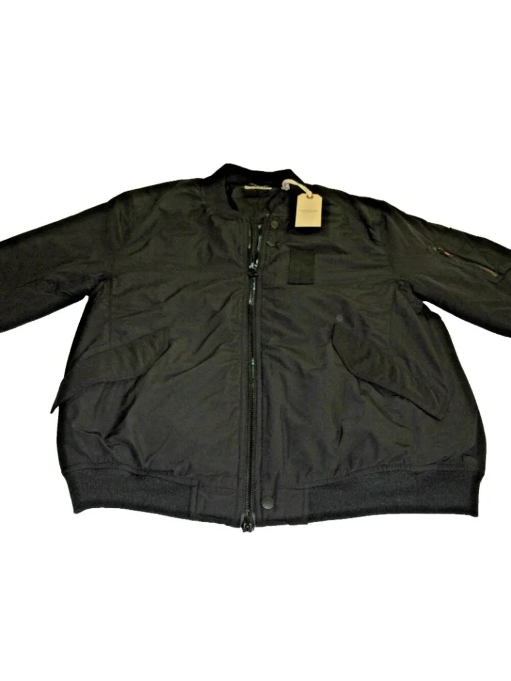 OOBE Brand Men's Full Zipper Modern Vintage Black Flight Jacket Size Medium NWT